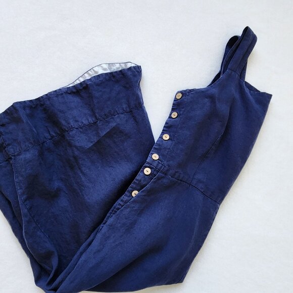 Son de Flor Pants - Son De Flor 100% Linen Jumpsuit Navy Blue Sustainable Comfy Casual Cute Boho